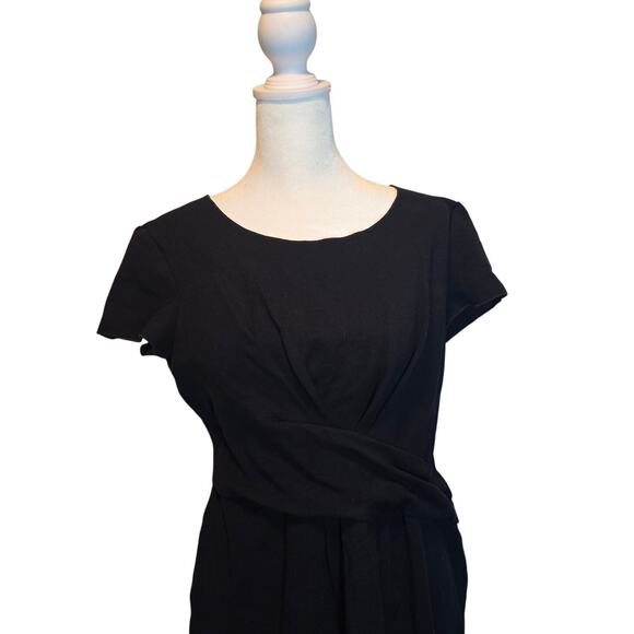 EMPORIO ARMANI Women's Cap-Sleeve‎ Gathered Waist Milano Dress Black IT50 US14 - Picture 5 of 8